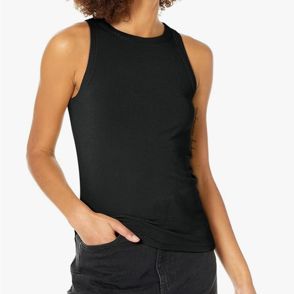 The drop Black Sleeveless Ribbed Top M